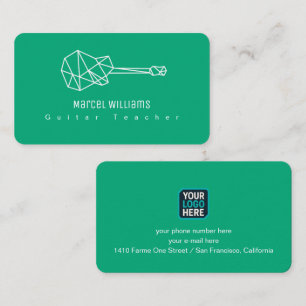 Carte De Visite Guitare et Logo Musicien Vert-Bleu 