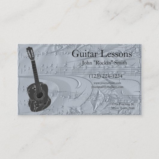 Carte De Visite Guitare et notes musicales incorporées (Devant)