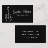 Carte De Visite Guitare florale professeur d'instrument de musique (Devant / Derrière)