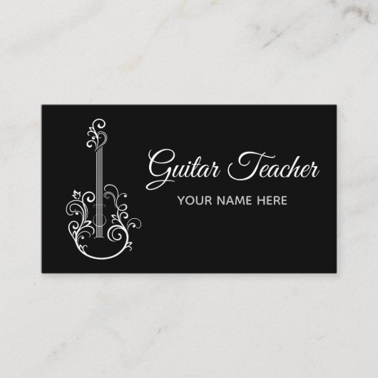 Carte De Visite Guitare florale professeur d'instrument de musique (Devant)