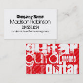 Carte De Visite Guitare; Grandes rayures rouges écarlate (Devant / Derrière)