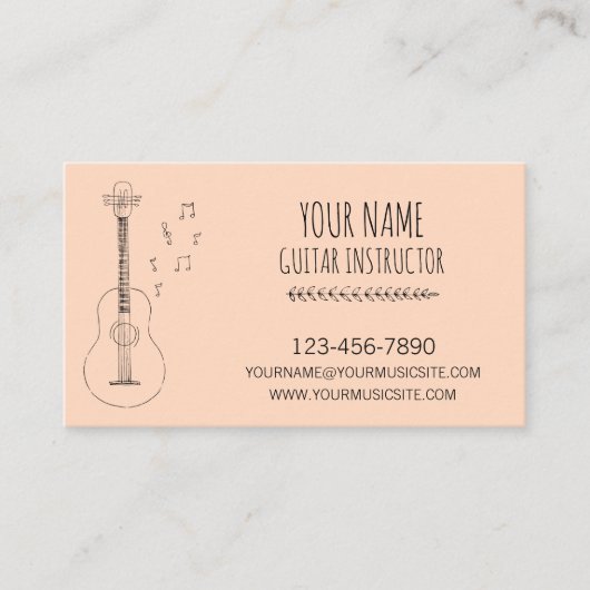 Carte De Visite Guitare Instructeur Guitariste Musicien Profession (Devant)