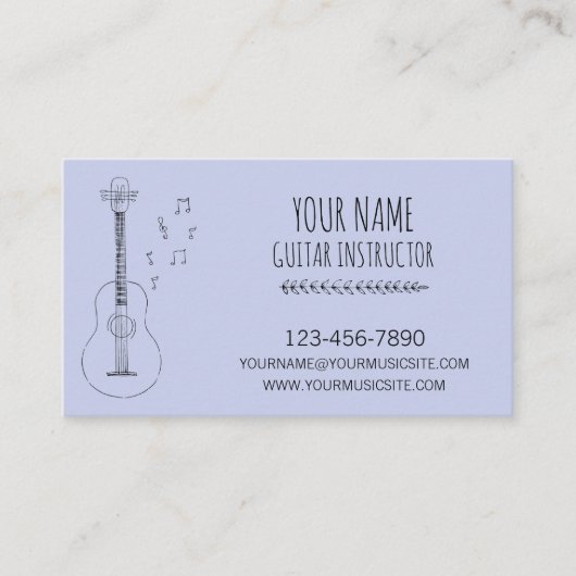 Carte De Visite Guitare Instructeur Guitariste Musicien Profession (Devant)