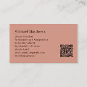 Carte De Visite Guitare Muisc Enseignant QR Code (Dos)