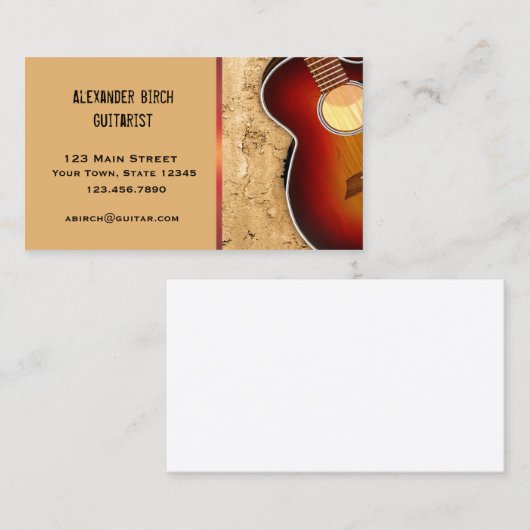 Carte De Visite Guitare, mur en pierre (Devant / Derrière)