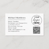 Carte De Visite Guitare Music Enseignant personnalisé QR Code et l (Dos)