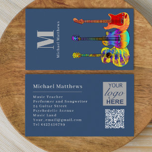 Carte De Visite Guitare Music Enseignant personnalisé QR Code et l