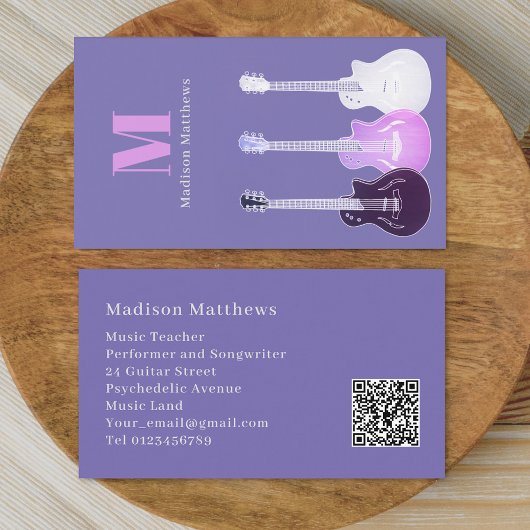 Carte De Visite Guitare Music Enseignant personnalisé QR Code viol