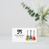 Carte De Visite Guitare Music Enseignant QR code Social Media Cust (Debout devant)