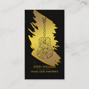 Carte De Visite Guitare musicien enseignant Joueur Black Gold Faux