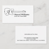 Carte De Visite Guitare musicienne minimaliste (Devant / Derrière)