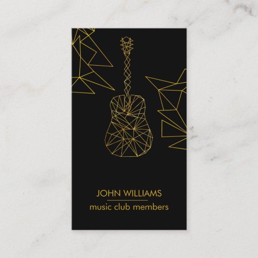 Carte De Visite Guitare Musique World Joueur Enseignant Black Gold (Devant)