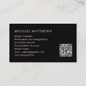 Carte De Visite Guitare Professional Musicien Personnalisé QR Code (Dos)