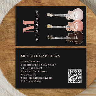 Carte De Visite Guitare Professional Musicien Personnalisé QR Code
