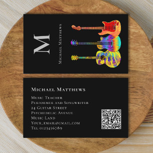 Carte De Visite Guitare Teacher Musicien Personnalisé QR Code