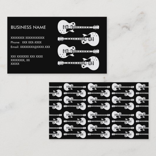 Carte De Visite Guitares Électriques Graphique en Blanc (Devant / Derrière)
