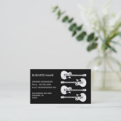 Carte De Visite Guitares Électriques Graphique en Blanc (Debout devant)