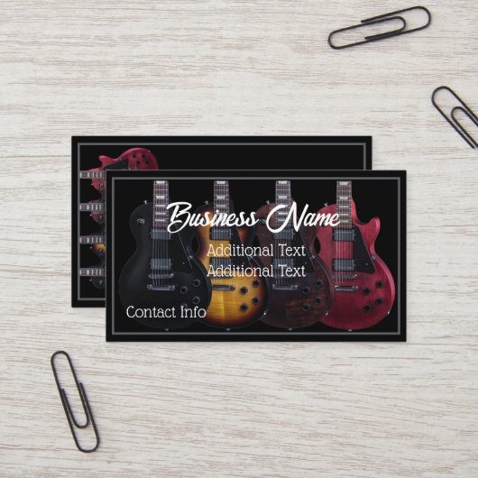 Carte De Visite Guitares électriques noires (Devant/Arrière en situation)