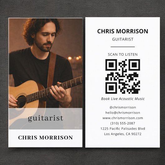 Carte De Visite Guitarist QR Code Photo