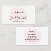 Carte De Visite guitariste à aquarelle rose (Devant / Derrière)