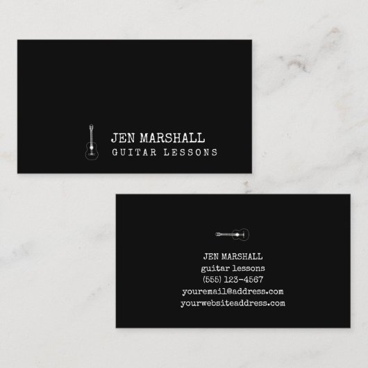 Carte De Visite guitariste noir et blanc (Devant / Derrière)