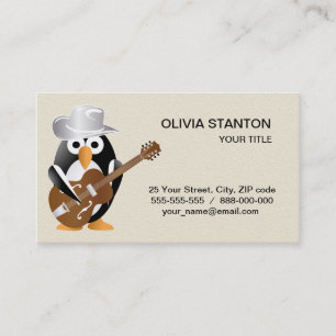 Carte De Visite Guitariste pingouin