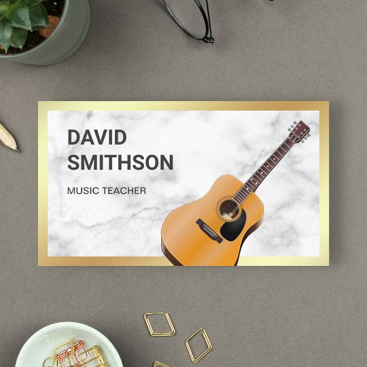 Carte De Visite Guitariste Professeur de Musique Guitare Élégante