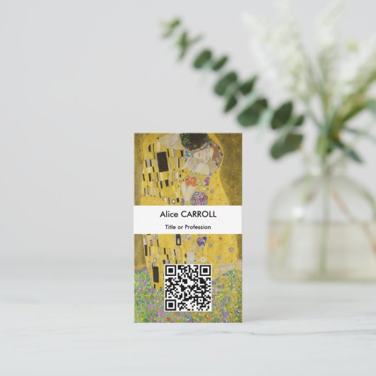 Carte De Visite Gustav Klimt - Le baiser - Code QR (Debout devant)