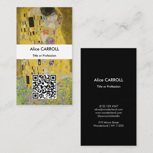 Carte De Visite Gustav Klimt - Le baiser - Code QR (Devant / Derrière)