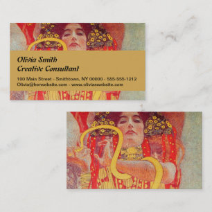 Carte De Visite Gustav Klimt Red Woman Gold Snake Peinture