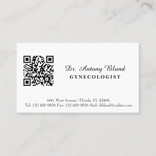 Carte de visite gynécologue avec code QR (Devant)