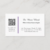 Carte De Visite Gynécologue classique obstétricien OBGYN QR Code (Dos)
