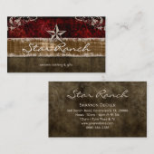 Carte de visite H rouge-brun de suède d'étoile (Devant / Derrière)