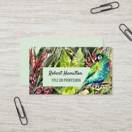 Carte De Visite Hahn´s Macaw perroquet aquarelle peinture (Devant/Arrière en situation)