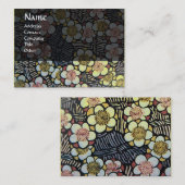 CARTE DE VISITE HAIKU / FLEURS DE PRINTEMPS BLANC NOIR JAUNE GRIS (Devant / Derrière)