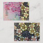 CARTE DE VISITE HAIKU / FLEURS DE PRINTEMPS ROSE ROSE BLANC NOIR (Devant / Derrière)