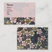 CARTE DE VISITE HAIKU / FLEURS DE PRINTEMPS ROSE ROSE BLANC NOIR (Devant / Derrière)