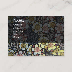 CARTE DE VISITE HAÏKU / GRIS JAUNE NOIR BLANC FLEURS DE PRINTEMPS