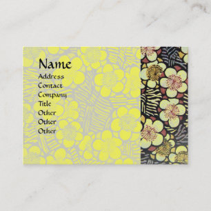 CARTE DE VISITE HAÏKU / NOIR BLANC JAUNE FLEURS DE PRINTEMPS