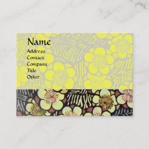 CARTE DE VISITE HAÏKU / NOIR BLANC JAUNE FLEURS DE PRINTEMPS