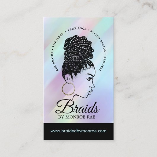 Carte De Visite Hair Braider Braid Stylist Beautician Salon (Devant)