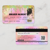 Carte De Visite Hair Braider Rainbow Driving Parties scintillant C (Devant / Derrière)