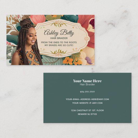 Carte de visite Hair Braider Slogans (Devant / Derrière)