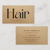 Carte De Visite Hair Salon Rustic Kraft  Business Card (Devant / Derrière)