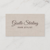 Carte De Visite Hair Stylist Beige Linen Modern Elegant QR Code (Devant)