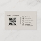 Carte De Visite Hair Stylist Earthy Neutral QR Code  (Dos)