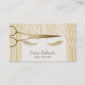 Carte De Visite Hair Stylist Gold Ciseau & Girl Beauté Salon (Devant)