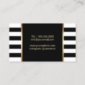 Carte De Visite Hair Stylist Gold Ciseau Logo Stripes modernes (Dos)