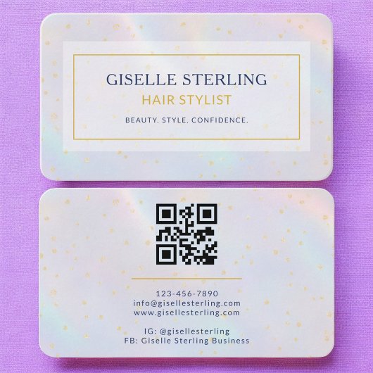 Carte De Visite Hair Stylist Holographic QR Code