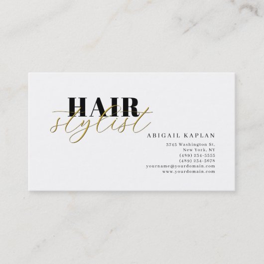 Carte De Visite Hair Stylist Modern Minimalist Plain Profile (Devant)